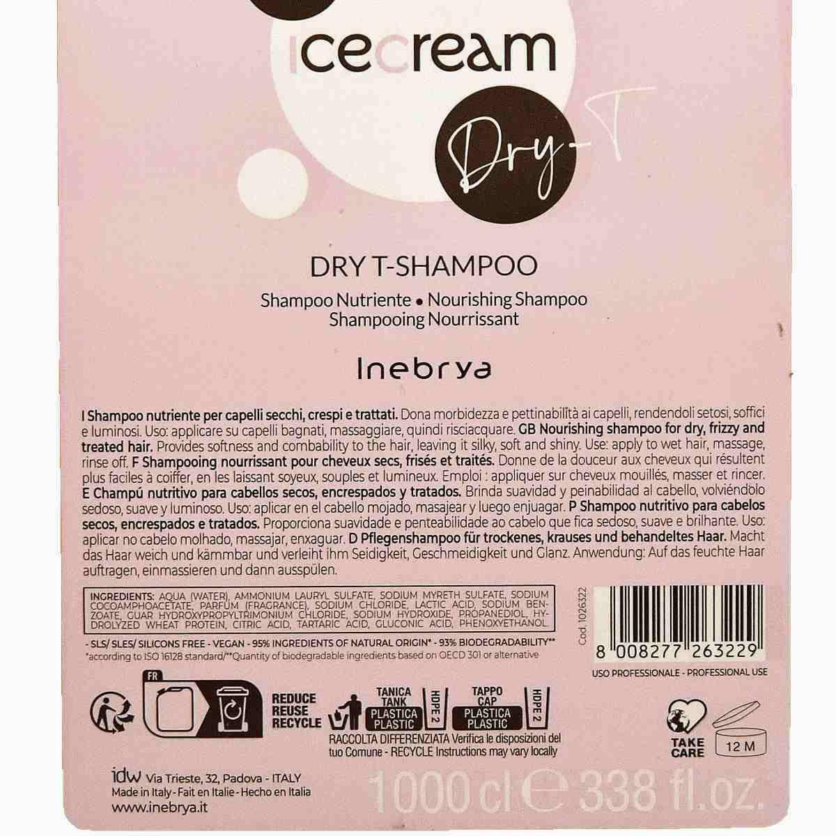 INEBRYA ICE CREAM DRY-T SHAMPOO TANICA 10LT
