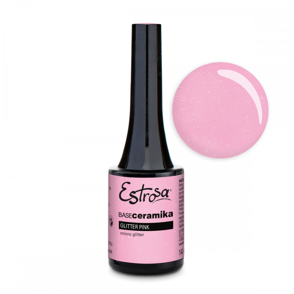 ESTROSA BASE CERAMIKA GEL BUILDER GLITTER PINK 14ML