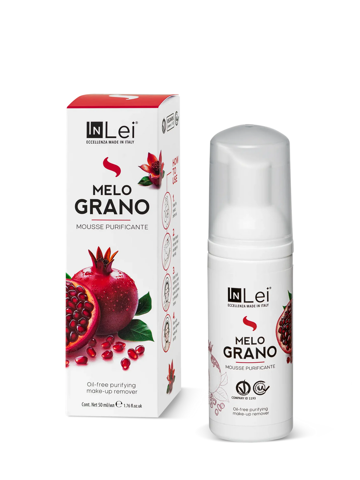 IN LEI MOUSSE MELOGRANO STRUCCANTE PURIFICANTE PER CIGLIA, SOPRACCIGLIA E VISO