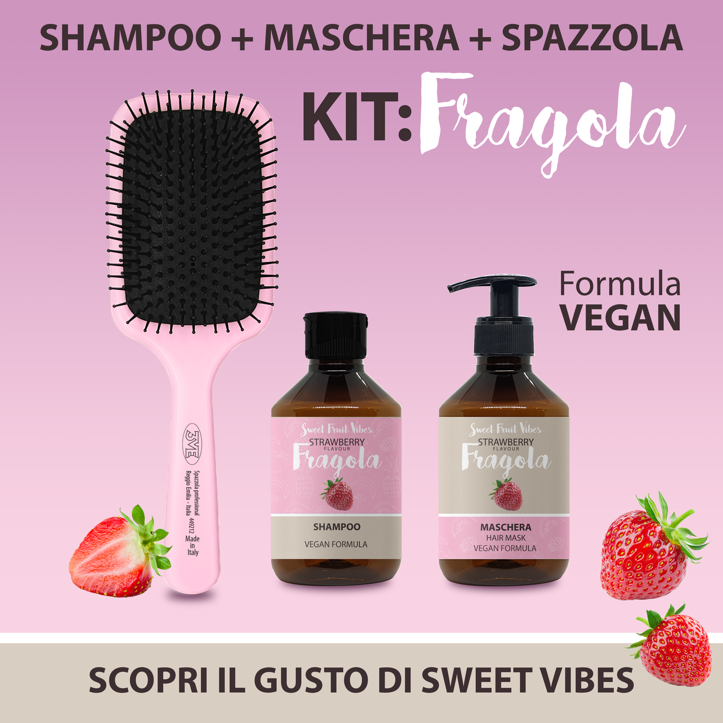 MAESTRI KIT MASCHERA 250ML+ SHAMPOO FRAGOLA 250ML+ SPAZZOLA 449232 - Professional Look