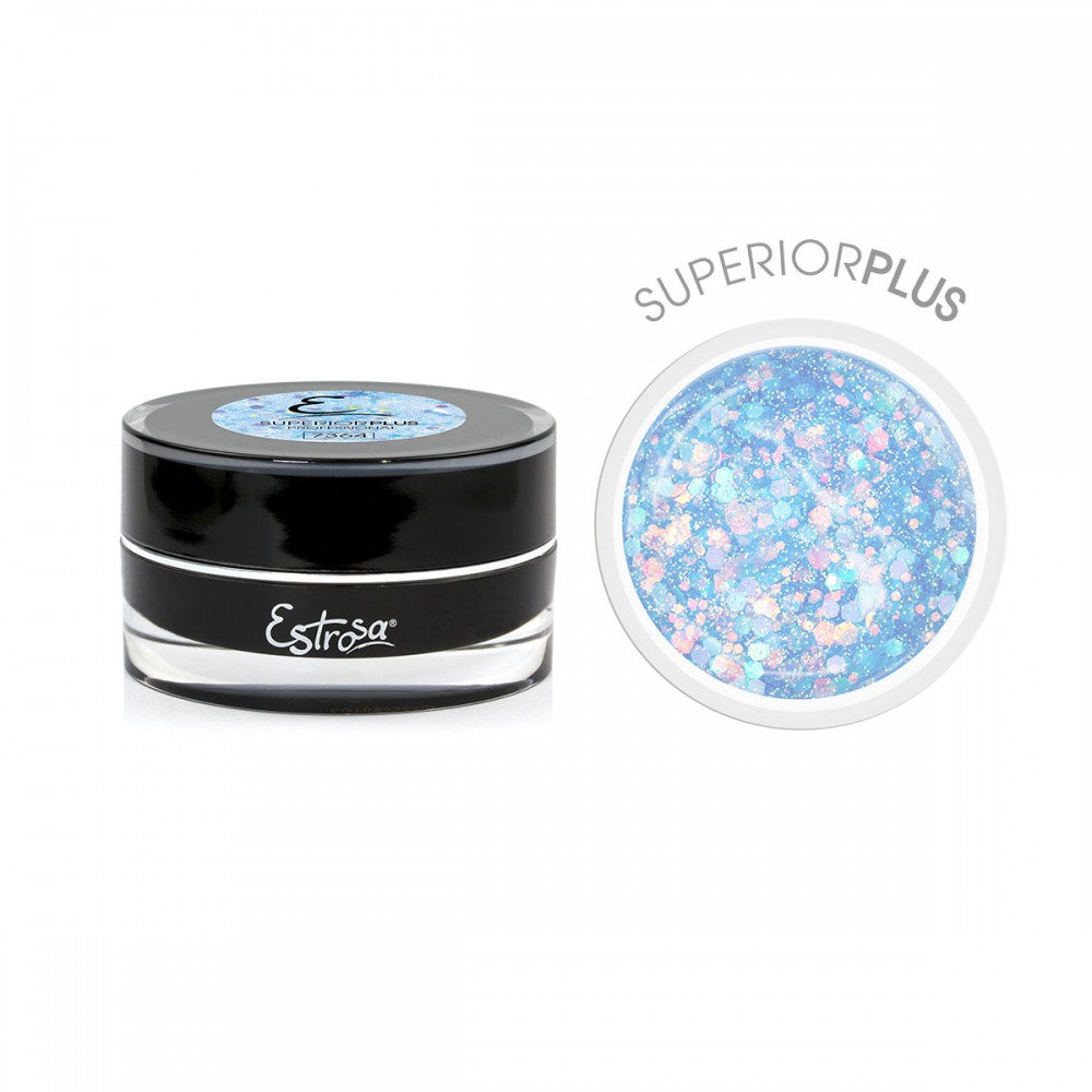 ESTROSA 7364 SUPERIOR GEL PLUS MONOFASICO - LIGHT BLUE HEXAGON GLITTER 15ML