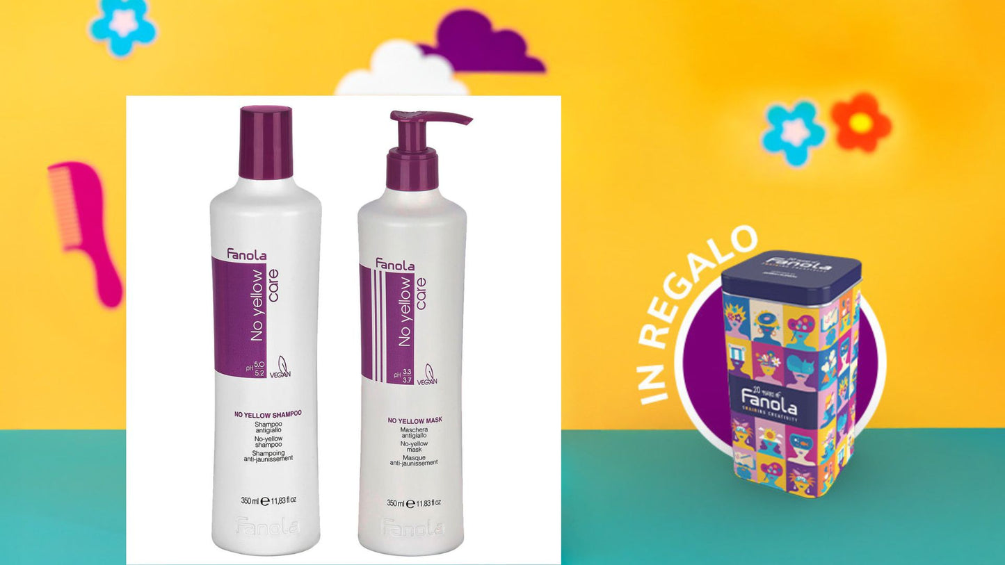 FANOLA KIT NO YELLOW SHAMPOO 350ML+ MASCHERA 350ML + OMAGGIO LATTA