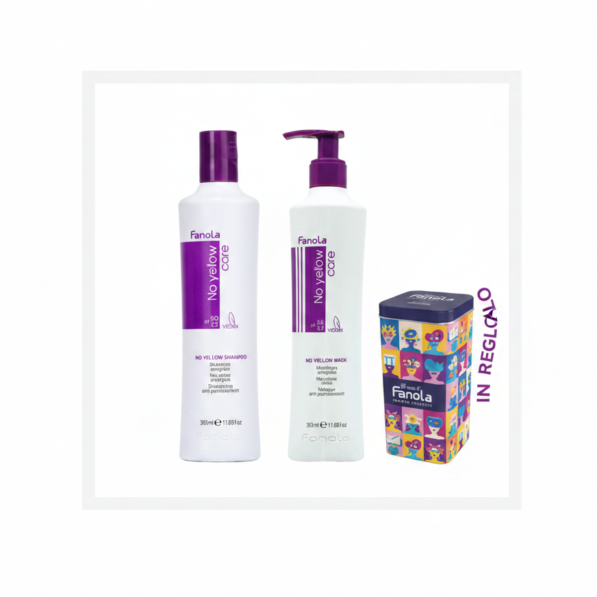 FANOLA KIT NO YELLOW SHAMPOO 350ML + MASCHERA 350ML + OMAGGIO LATTA - Professional Look
