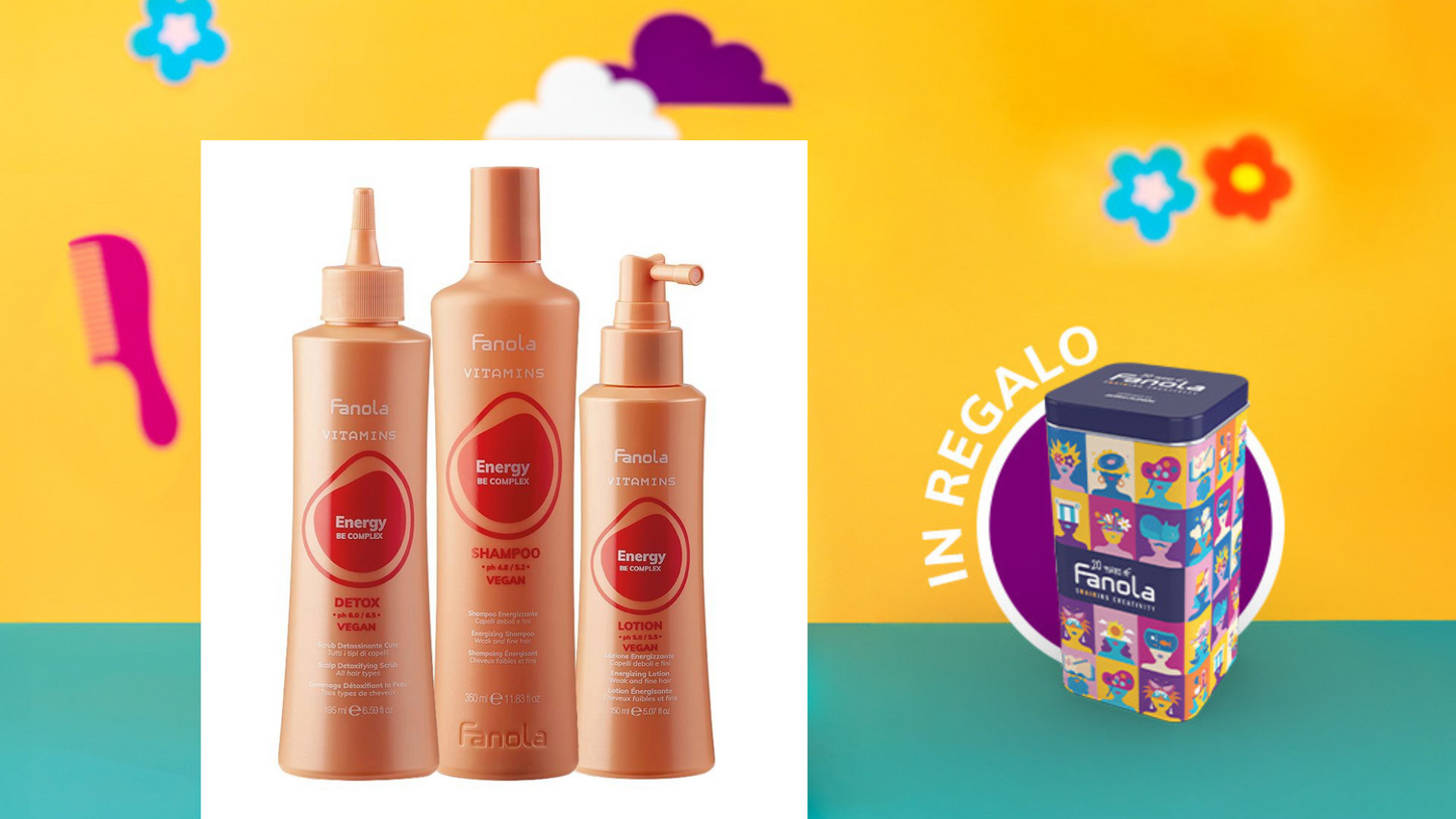 FANOLA KIT ENERGY SHAMPOO 350ML + DETOX 195ML + FIALA 150ML + OMAGGIO LATTA