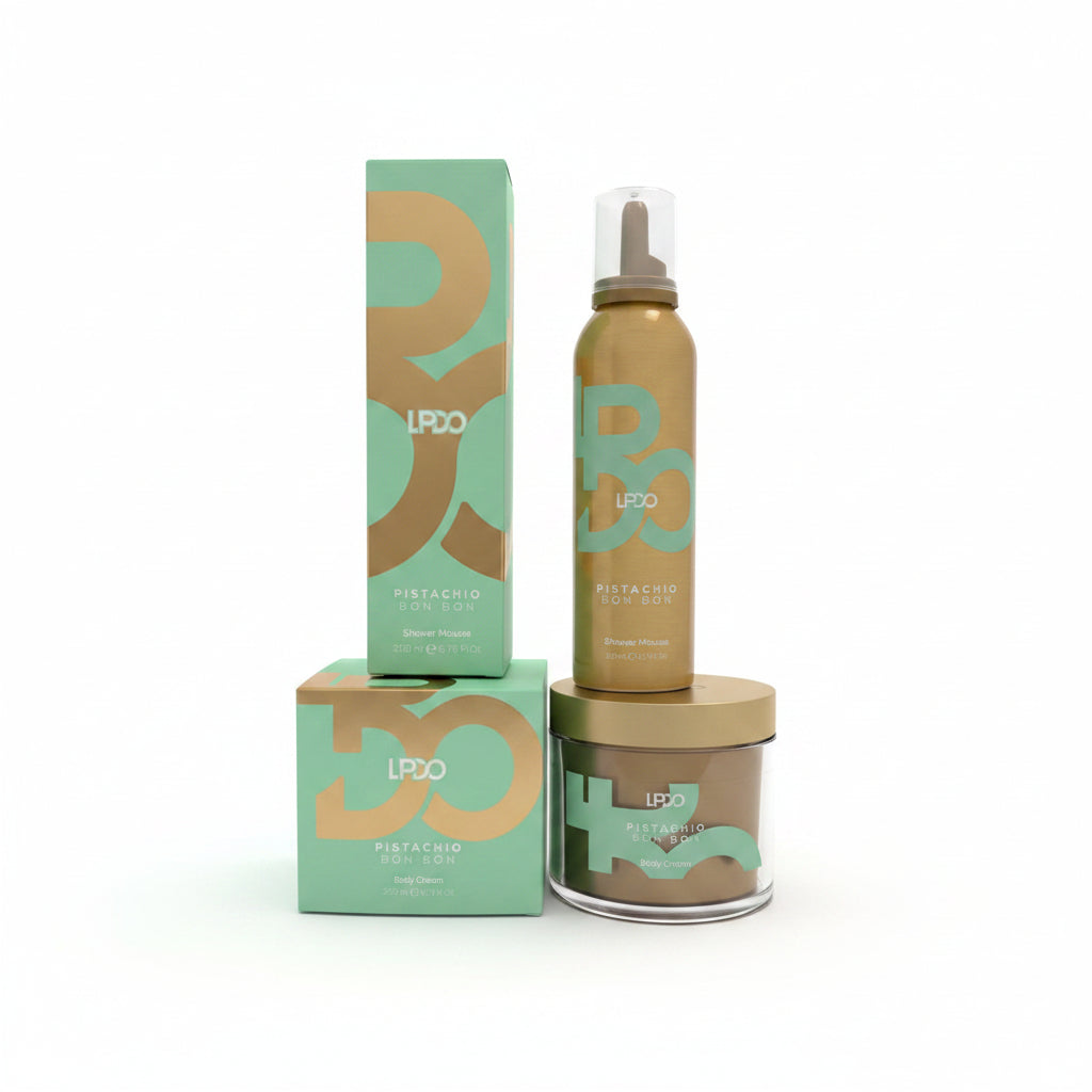 LPDO KIT PISTACHIO BON BON SHOWER MOUSSE 200ML + BODY CREAM 200ML - Professional Look