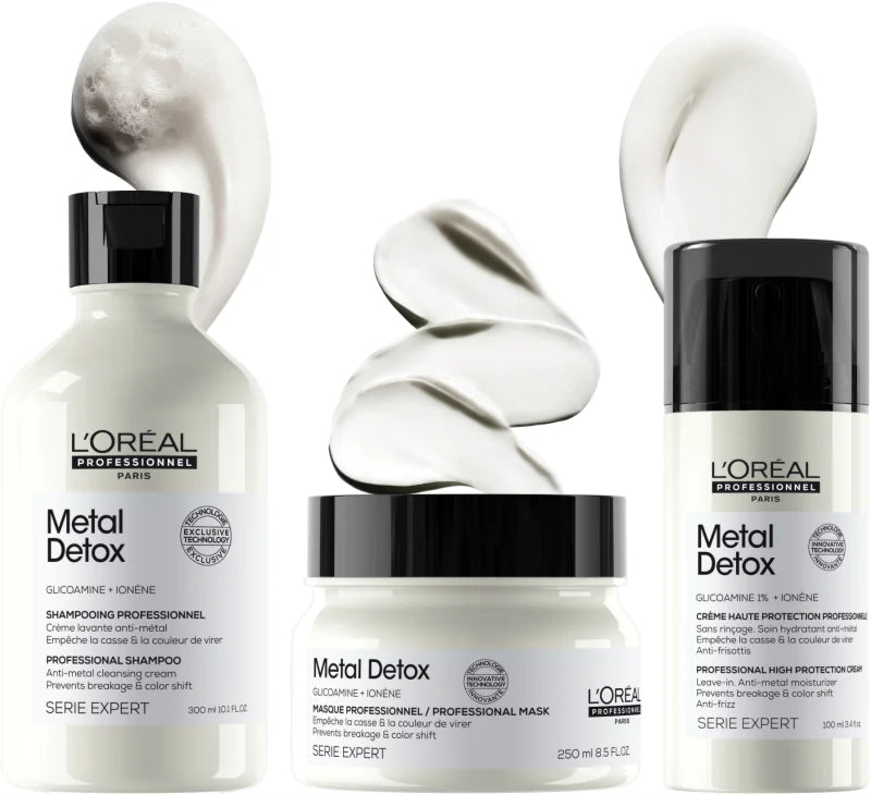 L’OREAL PROFESSIONNEL KIT METAL DETOX SHAMPOO 300ML + MASCHERA 250ML + CREMA PROTETTIVA 100ML