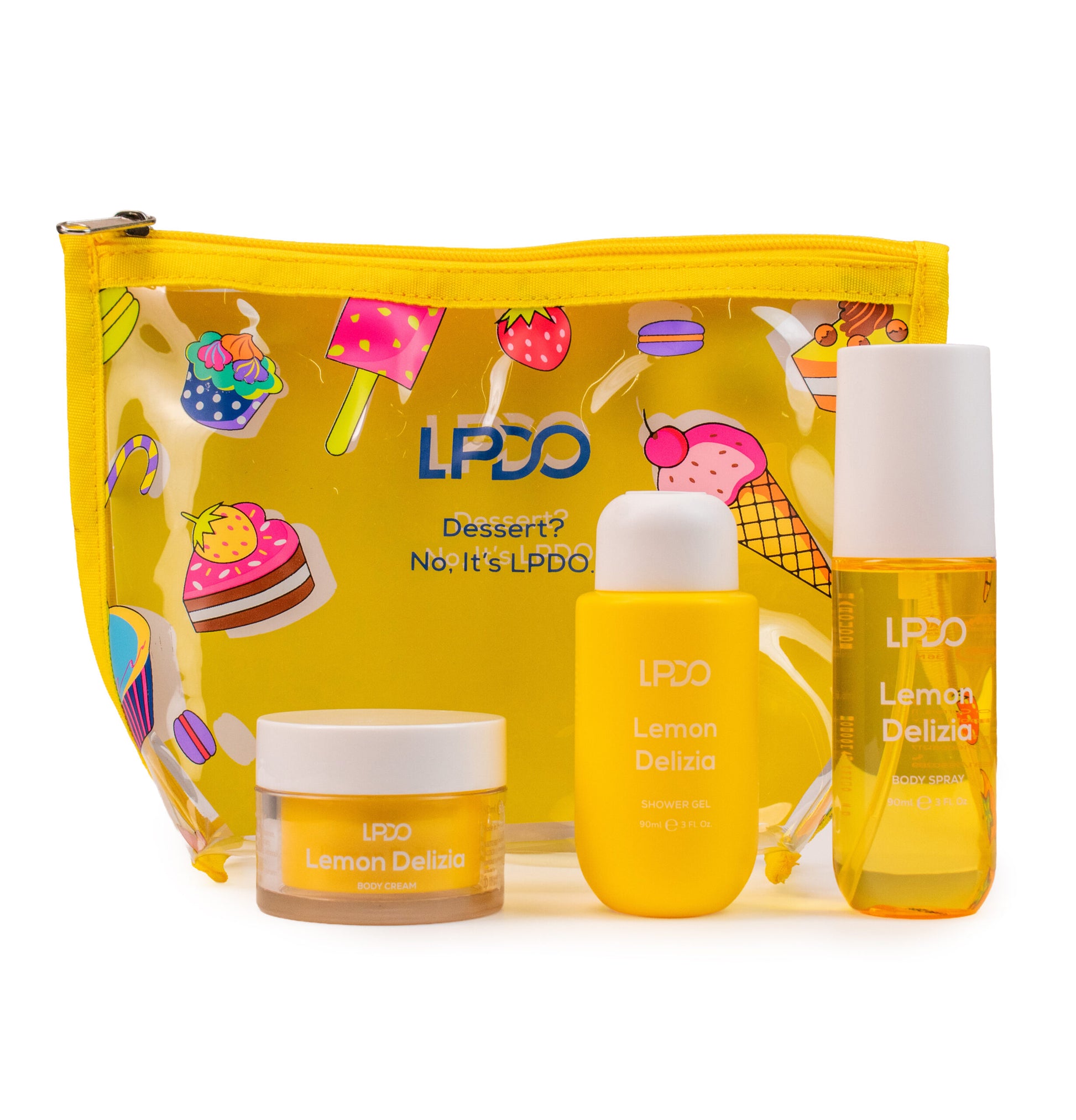 LPDO KIT LEMON DELIZIA - BODY SPRAY 190ML - SHOWER GEL 90ML - BODY CREAM 50ML - Professional Look