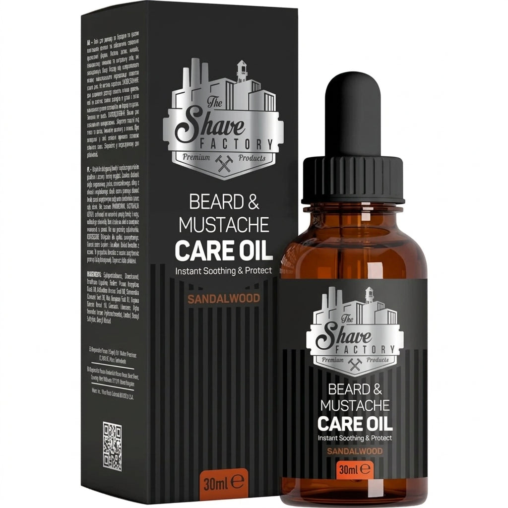 THE SHAVE FACTORY BEARD & MUSTACHE CARE OIL - SANDALWOOD