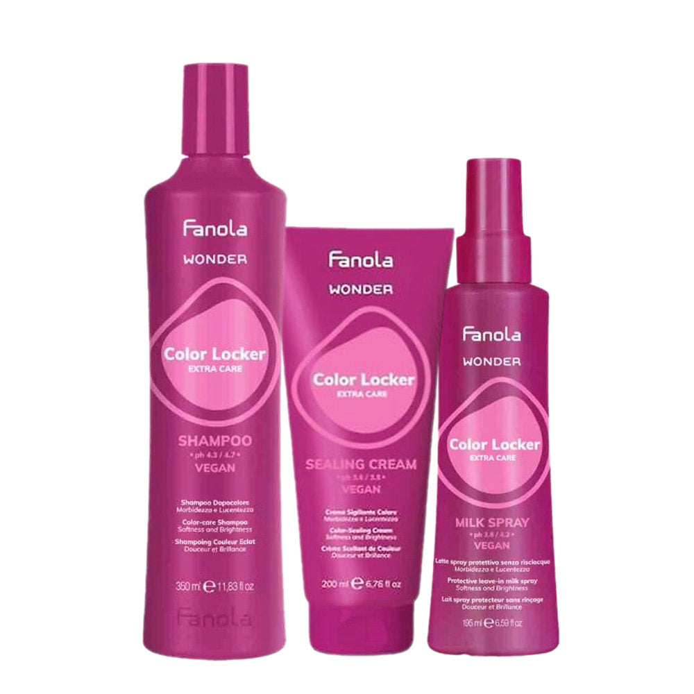 FANOLA WONDER COLOR LOCKER SHAMPOO 350ML+ SEALING CREAM 200ML + MILK SPRAY 195ML