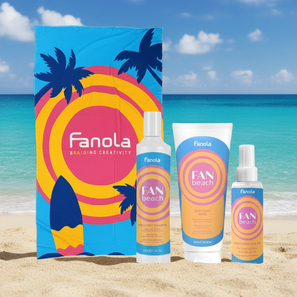 FANOLA FAN BEACH SUMMER KIT - SHAMPOO 350ML + MASCHERA 250ML + OLIO 100ML+ IN OMAGGIO ASCIUGAMANO - Professional Look