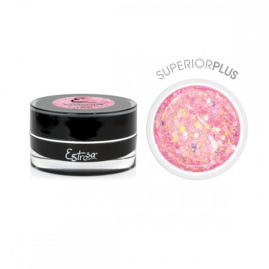 ESTROSA 7365 SUPERIOR GEL PLUS MONOFASICO - PINK HEXAGON GLITTER 15ML