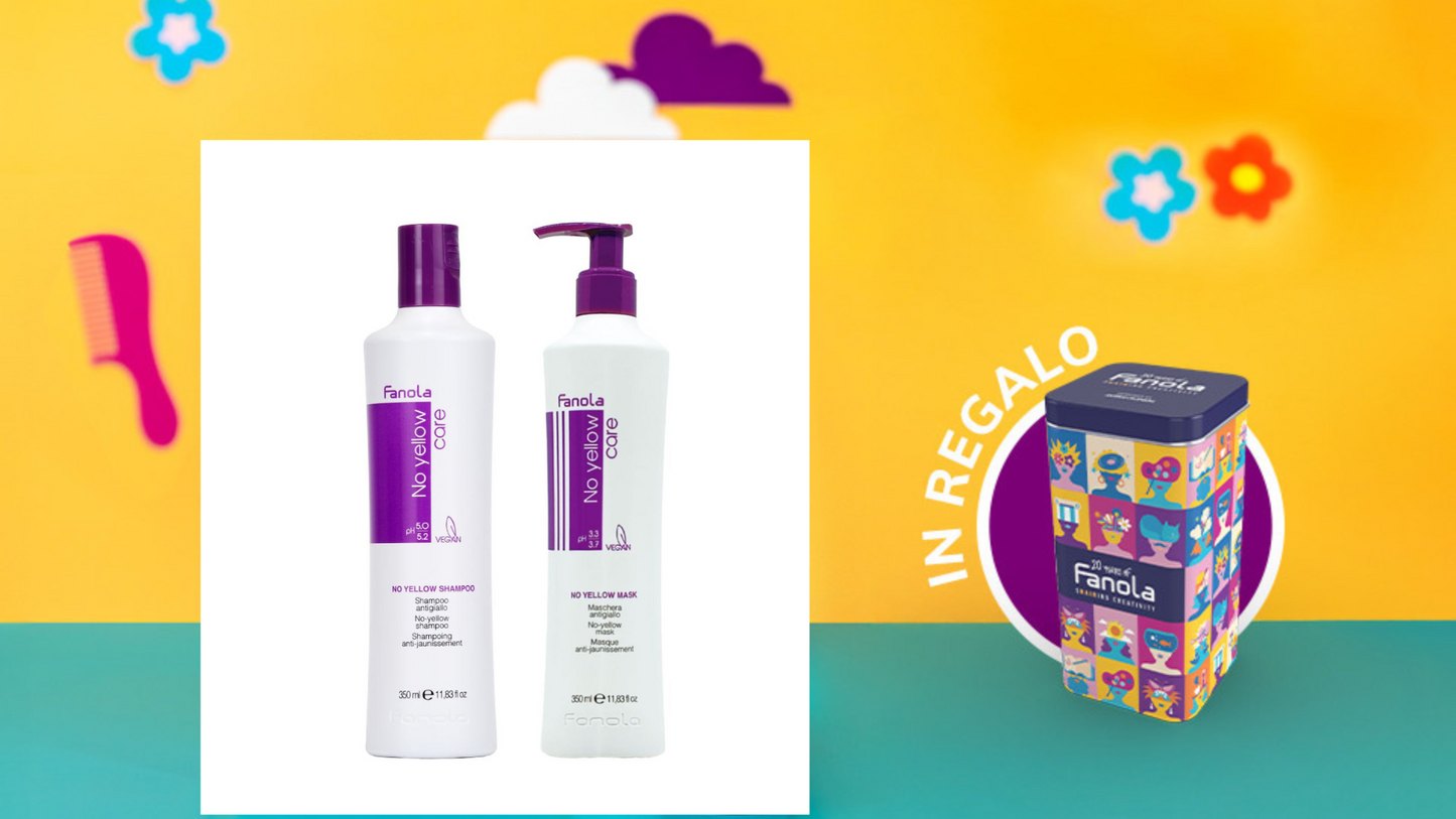FANOLA KIT NO YELLOW SHAMPOO 350ML + MASCHERA 350ML + OMAGGIO LATTA