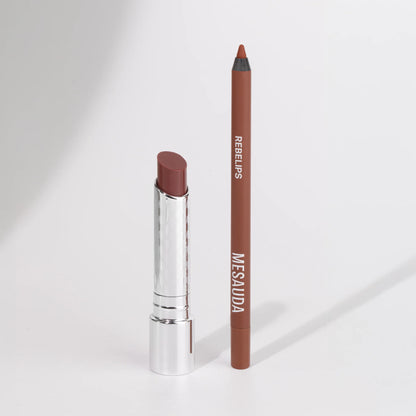 MESAUDA SPICY KISS - THE ULTIMATE LIP COMBO REBELIPS™ 115 CINNAMON + HYDRAMORPHOSIS™ 111 WORTHY - Professional Look