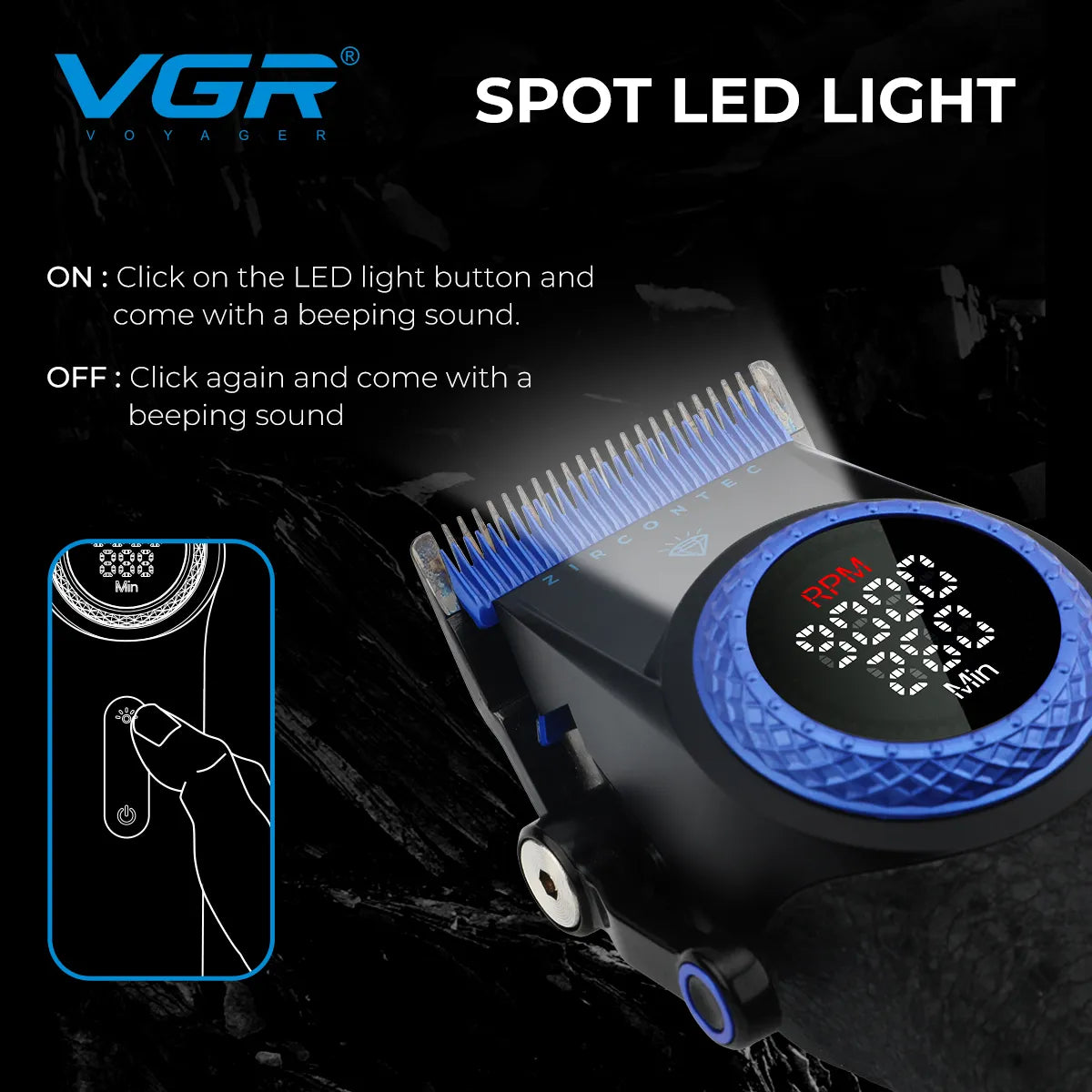 VGR V-001 Blue Hair Clipper - Professional Look