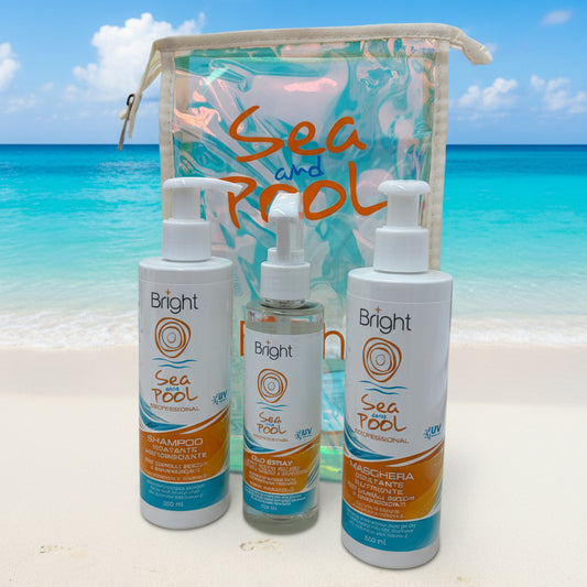 MELCAP KIT PROTEZIONE SOLARE SHAMPOO 250ML + MASCHERA 250ML + OLIO SPRAY 150ML+ IN REGALO BORSA MARE - Professional Look