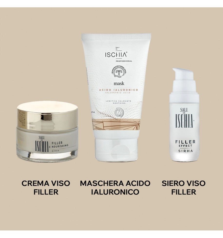 SALI DI ISCHIA KIT VISO FILLER CREMA FILLER 50ML + MASCHERA ACIDO IALURONICO 150ML+SIERO FILLER 30ML