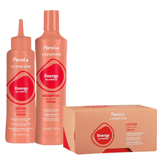 FANOLA KIT VITAMINS ENERGY SCRUB 195ML+ SHAMPOO 350ML+ LOTION 12x10ML