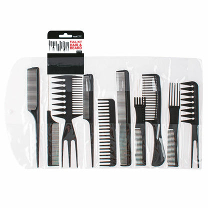 HAIR CARE SET 10 PETTINI PROFESSIONALE BARBA E CAPELLI