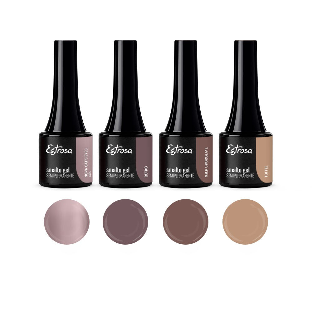 ESTROSA KIT SEMIPERMANENTE - TOFFEE 8232H + NOVA CAT'S EYES 8243H+ RETRO' 8234H+MILK CHOCOLATE 8233H